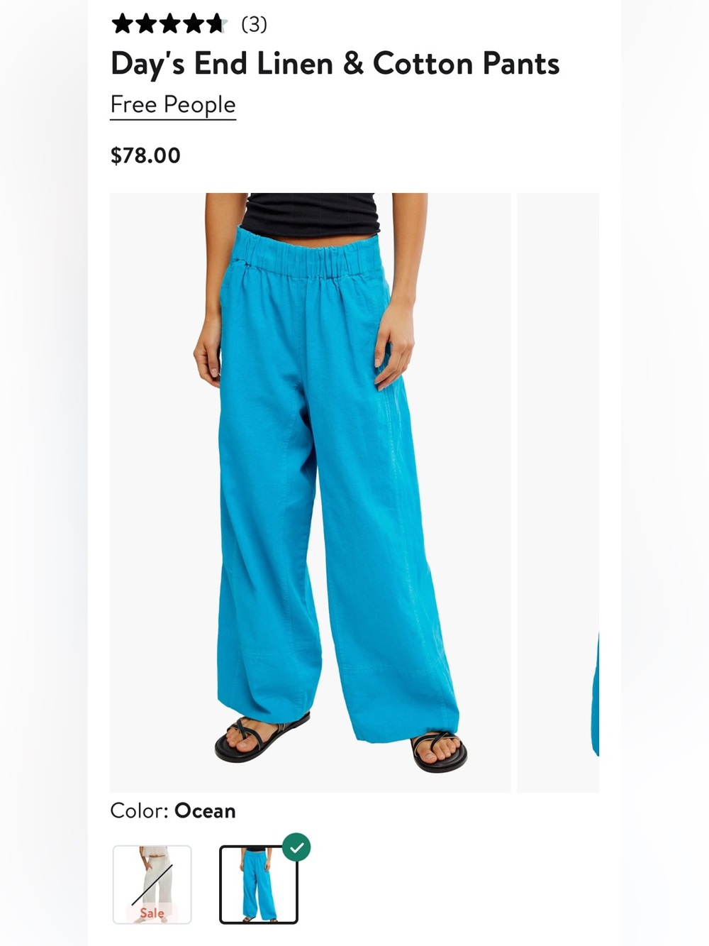 Free People Day's End Ocean Linen & Cotton Wide-Leg Pants